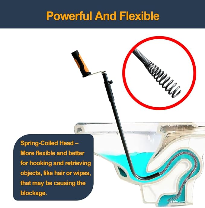 HimaPro Professional Toilet Auger/Closet Auger, 3 Feet Pipe Snake | Rust-Resistant High-Carbon Spring Wire, Scratch-Free Vinyl Sleeve, Ergonomic Non-Slip Handle