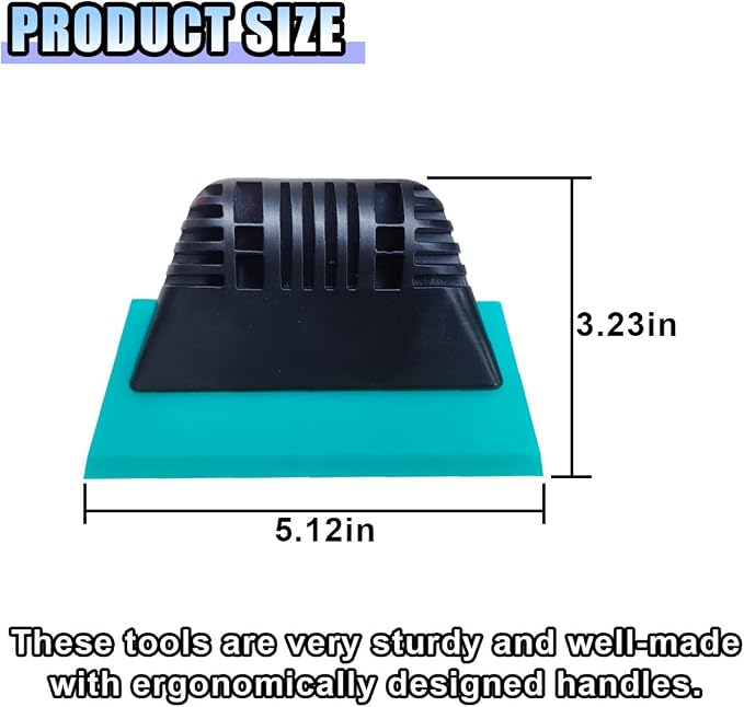 Small Squeegee, PPF Window Tint Squeegee, Rubber Non-Slip Handle Tint Squeegee, Multifunctional Wrap Scraper for Window Cleaning, Shower Glass Door, Car Windshield (Blue)