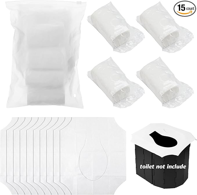 10 Pack Toilet Seat Covers Disposable with 4 Pack Portable Toilet Paper, Large Waterproof Potty Covers, Individually Wrapped Travel Accessories for Public Restrooms, Airplane, Camping