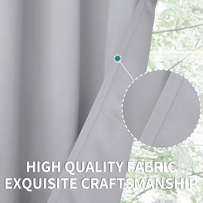 BGment Light Grey Blackout Curtains 40 Inches Length - Rod Pocket Short Window Drapes for Kitchen Bedroom Cafe Rv Camper Room Darkening Privacy Blinds Thermal Insulated, 2 Panels, 34 x 40 Inch