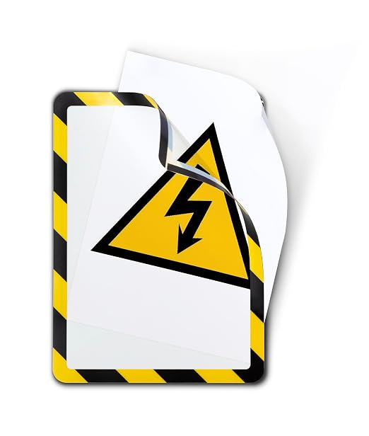 Tarifold Magnetic Safety Display Pockets, Letter Size, Yellow/Black, 2 Pack | 2 magnetic safety display pockets, full magnetic backing, wide opening for quick updates, portrait or landscape, yellow/black