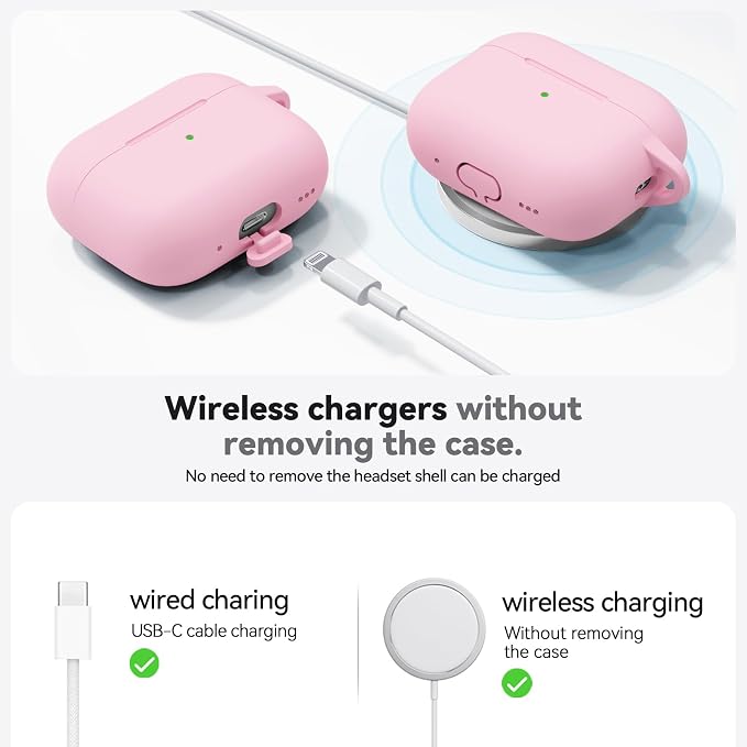 Ljusmicker for AirPods Pro 3 Case 2025 with Cleaner Kit,Light Pink | Soft Silicone Protective Cover for Apple AirPod Pro 3rd Generation Case with Keychain for Women Men,Shockproof