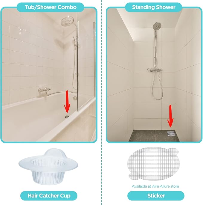 Aire Allure, 25 Pack, Hair Catcher for Bathroom Sink or Bathtub, White, Large