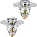 Tgosomt Bathroom Sink Stopper 2 Pack, Bathroom Sink Drain Strainer, Revolutionary Bathroom Accessories and Essentials (Brushed Nickel)