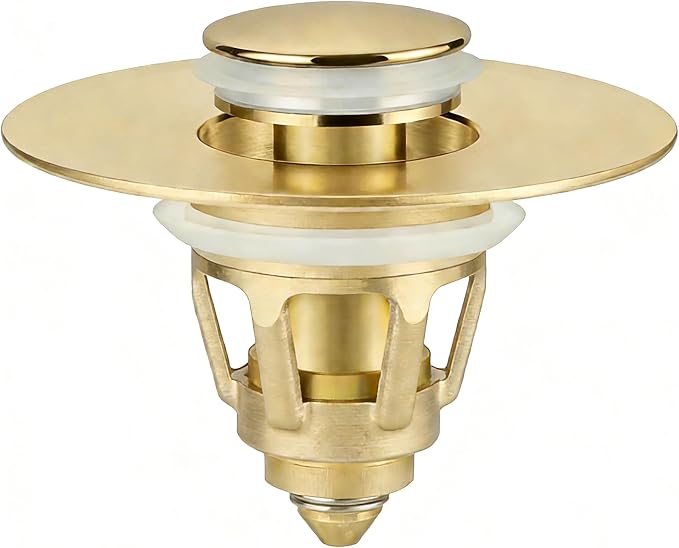Tgosomt Bathroom Sink Stopper, Bathroom Sink Drain Strainer, Revolutionary Bathroom Accessories and Essentials (Brushed Gold)