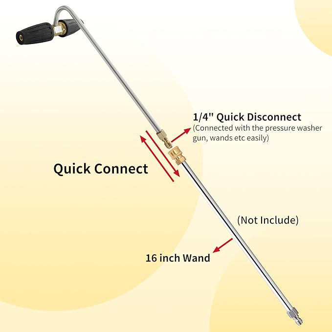 Pressure Washer Gutter Cleaner Attachment with 1/4'' Quick Connect | POHIR Rotating Pressure Washer Turbo Nozzle, Extension Wand for Cleaning Brick&Concrete&Vinyl Surfaces, Max 4000PSI