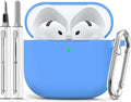 Ljusmicker for AirPods 4 Case 2024 with Cleaner Kit,Soft Silicone Protective Cover for Apple AirPods 4th Generation Cases for Women Men,for AirPod 4 Case Accessories with Keychain-Milk Blue