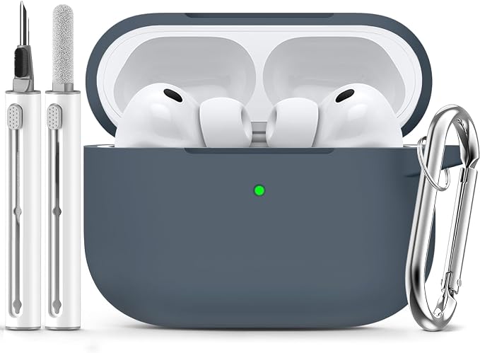 Ljusmicker for AirPods Pro 3 Case 2025 with Cleaner Kit,Dark Grey | Soft Silicone Protective Cover for Apple AirPod Pro 3rd Generation Case with Keychain for Women Men,Shockproof