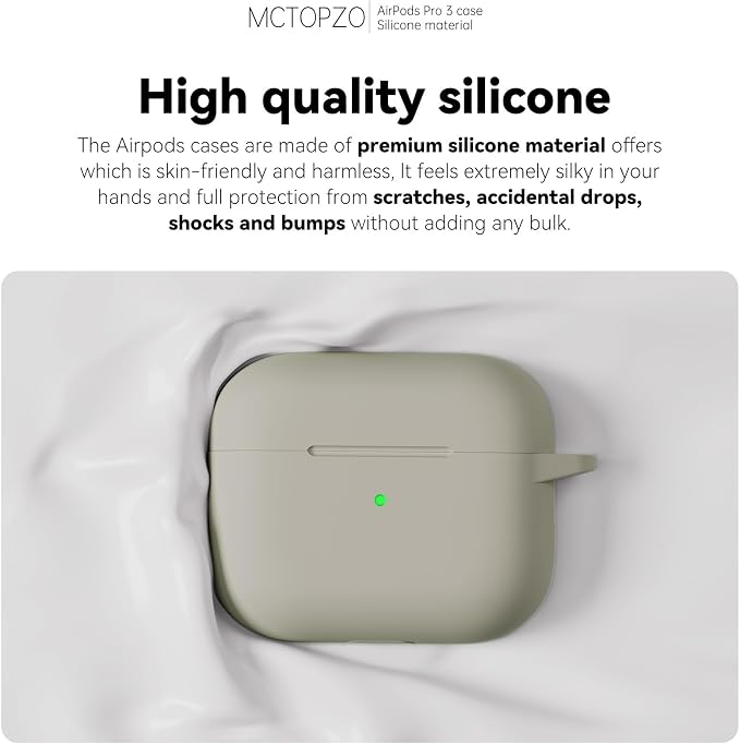 for AirPods Pro 3 Case 2025,Come with Cleaner Kit,Khaki | Silicone Protective Cover for Airpod Pro 3rd Generation Case with Keychain,for Women Men,One-Piece Design,Shockproof