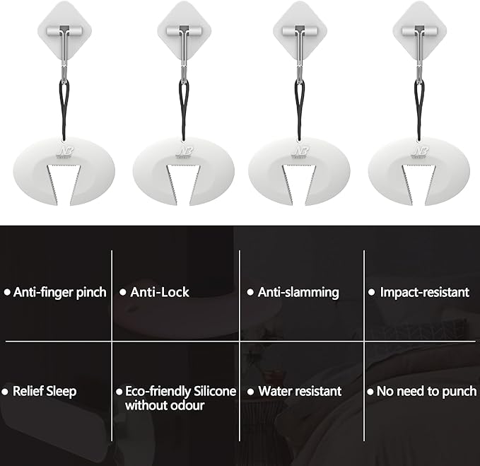 Silicone Door Pinch Guard and Door Slam Stopper, Durable Finger Pinch Guard, Prevents Pinch Injuries, Slamming Doors, Door Stopper for Kids, 6 Packs White.