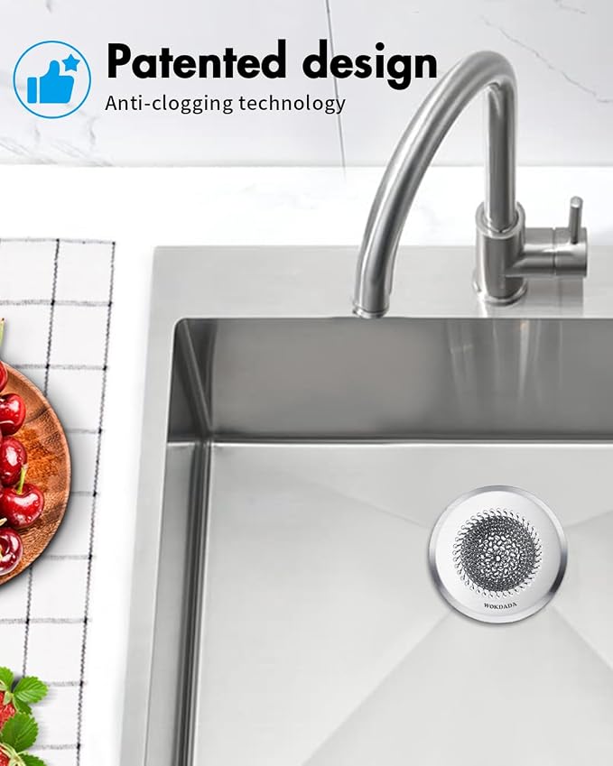 Revolutionary Kitchen Sink Drain Strainer/Patented Reversible Chain Mesh, Effortless Cleaning & Debris Catcher, Large Capacity, Anti-Clog, 304 Stainless Steel & Rust-Proof/Handmade | Revolutionary Sink Strainer, Easy Clean , Fast Drainage,304 Stainless...