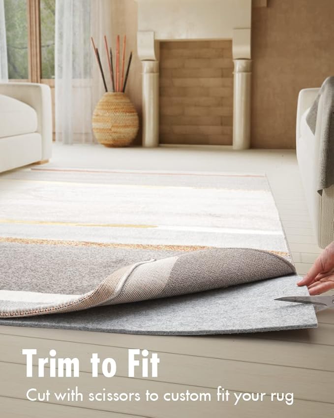 Non Slip Rug Pad Gripper - Round 6 Feet 1/4” Extra Thick Felt Under Rug for Runner Rugs and Hardwood Floors,Super Cushioned Non Skid Carpet Padding