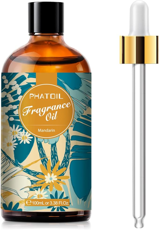 PHATOIL Mandarin Fragrance Oil for Diffuser Aromatherapy 3.38FL.OZ | Long Lasting Scented Oils For Humidifier, Air Freshener, DIY Soap Candle, Scent Project Making, Aroma Oil for Home Freshening
