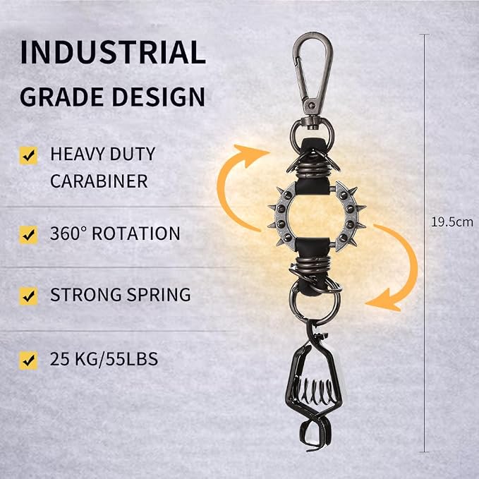 Heavy Duty Glove & Hat Clip with Carabiner, All-Metal Spring Clamp Work Glove Holder for Tool Belt, Harness, Backpack