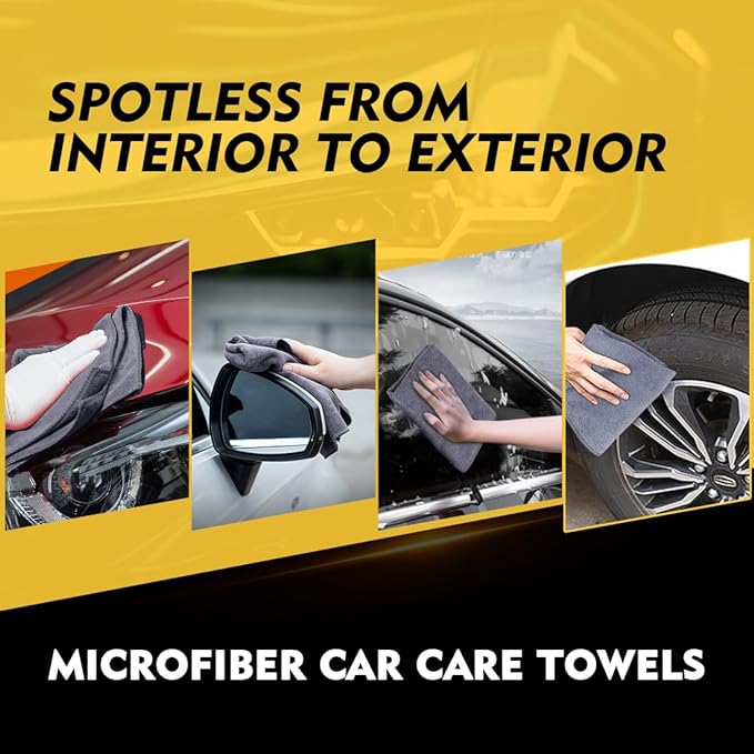HOMEXCEL Grey Microfiber Cleaning Cloth 400 Pack, 11.5 x 11.5 inch Bulk Shop Towels | Reusable Cleaning Rags for Cars, Kitchen, Window, Garage and House, Ultra Absorbent, Lint Free, Streak Free