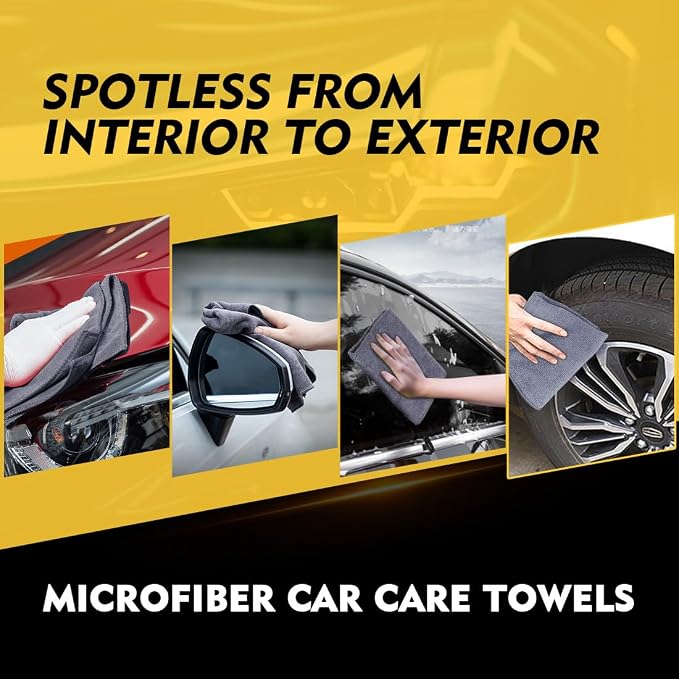 HOMEXCEL Grey Microfiber Cleaning Cloth 200 Pack, 11.5 x 11.5 inch Bulk Shop Towels | Reusable Cleaning Rags for Cars, Kitchen, Window, Garage and House, Ultra Absorbent, Lint Free, Streak Free