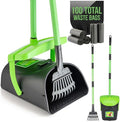 MXF Pooper Scooper Swivel Bin & Rake Kit with 100 Waste Bags, 36.6" Long Handle Dog Poop Scooper with Bag Attachment for Large Medium Small Dogs, Poop Scooper for Lawn Yard Dog Kennel