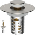 Universal Metal Bathroom Sink Drain Strainer Hair Catcher Upgraded 3 in 1 Pop-up Sink Stopper, with Detachable Stainless Steel Filter Basket, Fit for Standard 1.1''~2.36'' Basin Hole, Brushed Nickle