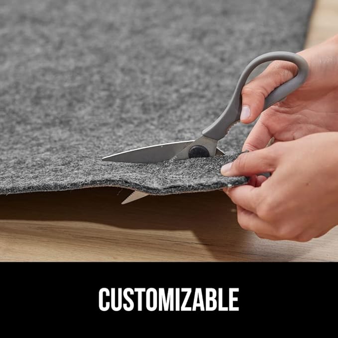 GORILLA GRIP Felt and Natural Rubber Stay in Place Slip Resistant Rug Pad, 1/8in Thick, 8x11 FT Protective Padding Under Area Rugs, Cushioned Gripper Pads, Carpet Runners, Hardwood Floors Protection