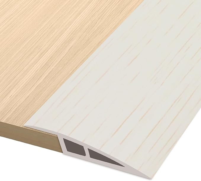 Vinyl Door Threshold Flooring Transition Strip Self Adhesive Carpet Edging Strip for Laminate Doorway Edge Threshold from 1/5" to 2/5" (Beige Wood Grain, 10 Ft)