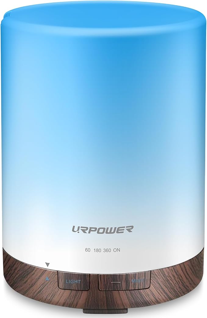 URPOWER 300mL Essential Oil Diffuser Ultrasonic Aromatherapy Diffuser | Enjoy Ultrasonic Mist, Auto-off Protection, 7-Color Night Light & Timer Options for Comfortable Daily Aromatherapy