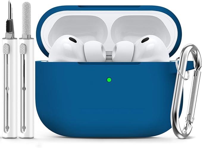 Ljusmicker for AirPods Pro 3 Case 2025 with Cleaner Kit,Lake Blue | Soft Silicone Protective Cover for Apple AirPod Pro 3rd Generation Case with Keychain for Women Men,Shockproof