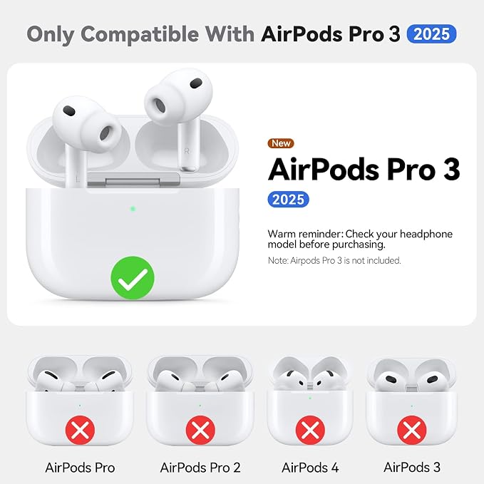 Ljusmicker for AirPods Pro 3 Case 2025 with Cleaner Kit,Brown | Soft Silicone Protective Cover for Apple AirPod Pro 3rd Generation Case with Keychain for Women Men,Shockproof