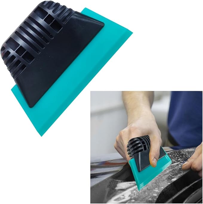 Small Squeegee, PPF Window Tint Squeegee, Rubber Non-Slip Handle Tint Squeegee, Multifunctional Wrap Scraper for Window Cleaning, Shower Glass Door, Car Windshield (Blue)
