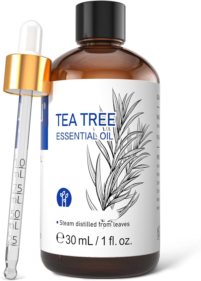HIQILI Tea Tree Oil for Nail & Skin Care, Strengthens Nails | Soothes Toenail, Cuticle & Feet, Cleanses Face for a Fresh, Mix with Face Wash or Carrier Oil - 30ml/1.01 fl oz