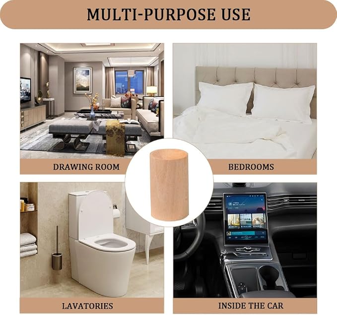 5 Pcs Wood Essential Oil Diffusers,Small Wood Fragrance DIffusers,Fragrance Retention,Wooden Aromatherapy Round Diffuser for Car,Home, Bathroom, Office, Toilet, Yoga Room, Sauna Room