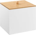 Puricon Acrylic Disposable Facial Towels Holder, Storage Bin with Wood Lid Compatible with Clean Skin Club Towel (NOT Included), Face Towelettes Container for Bathroom Counter -White