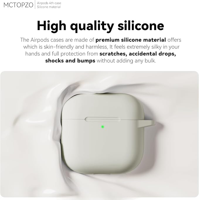 for AirPods 4 Case 2024 with Cleaner Kit & Keychain-Khaki | Silicone Protective Cover for Apple AirPods 4th Generation Case,for Women Men,One-Piece Design,Shockproof,Dust Proof