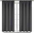 BGment Short Blackout Curtains 48 Inches Length - Rod Pocket Thermal Insulated Room Darkening Window Drapes for Kitchen Bedroom Bathroom, Dark Grey, 2 Panels, 42 x 48 Inch