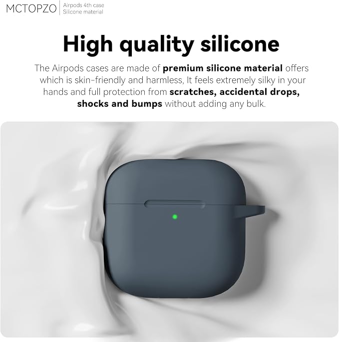 for AirPods 4 Case 2024 with Cleaner Kit & Keychain-Grey | Silicone Protective Cover for Apple AirPods 4th Generation Case,for Women Men,One-Piece Design,Shockproof,Dust Proof