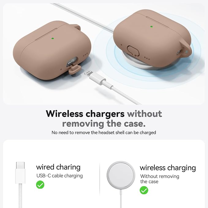 Ljusmicker for AirPods Pro 3 Case 2025 with Cleaner Kit,Brown | Soft Silicone Protective Cover for Apple AirPod Pro 3rd Generation Case with Keychain for Women Men,Shockproof