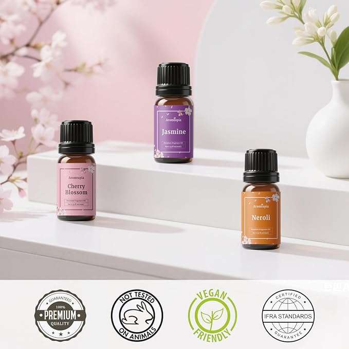 Floral Essential Oils, Fragrance Oils for Candle Soap Making | 10ml* 6 Premium Diffuser Essential Oils, IFRA Certified