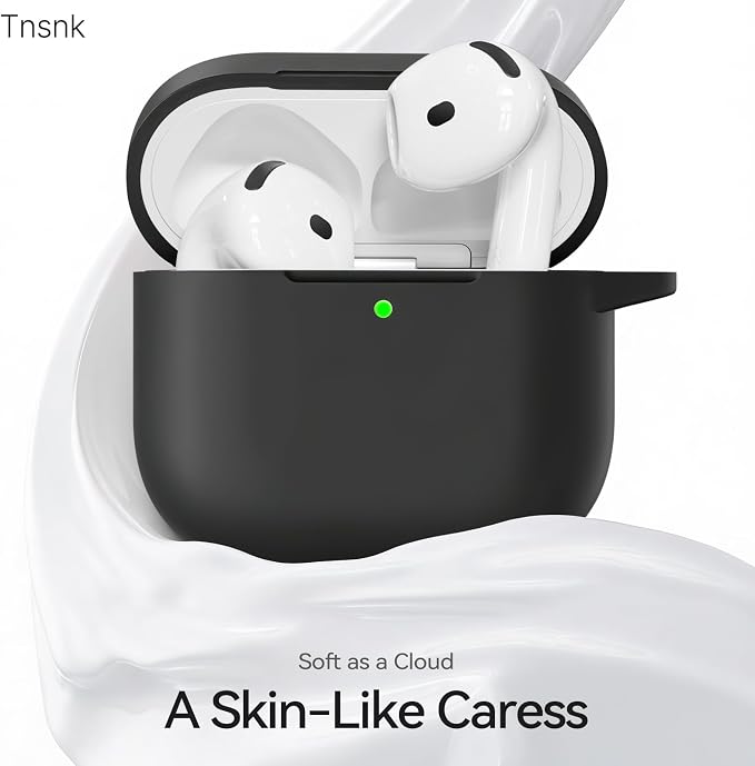for AirPods 4 Case, TNSNK Silicone AirPod 4 Case Cover Compatible with Apple Airpods 4th Gen, Shockproof Protective Cases for Women Girly with Cleaner Kit and Keychain, Front LED Visible
