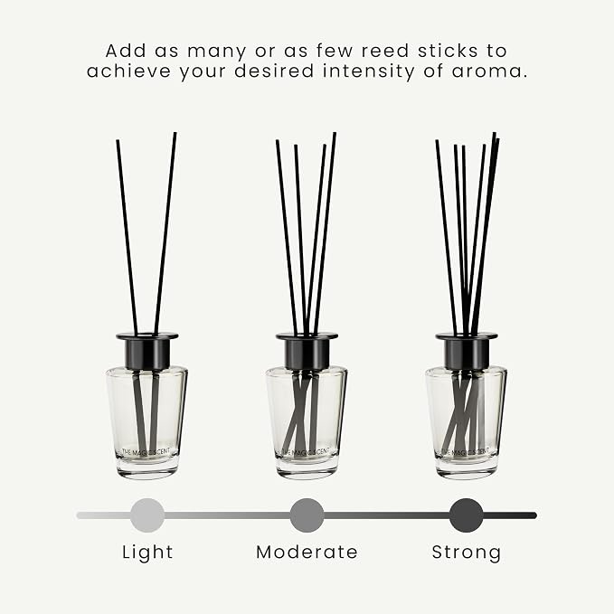 The Magic Scent Mahogany & Teakwood Oil Reed Diffuser Set, 3.4 Fl Oz | Premium Fiber Reeds for Gentle Dispersal. Lasting for Up to 2 Months. Natural, Non toxic Reed Diffusers for Home.