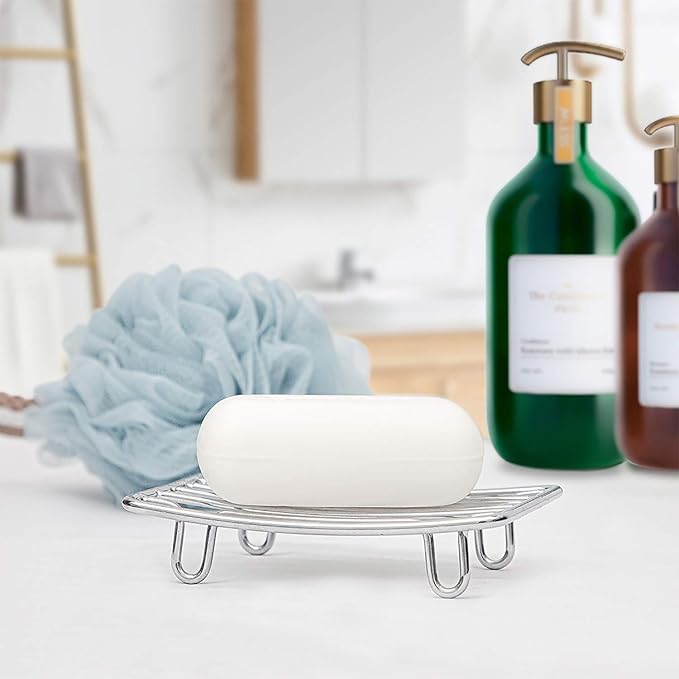 Bar Soap Dish Holder for Shower Bathroom Stainless Steel Rust Proof Self Draining, Chrome-1 Pack