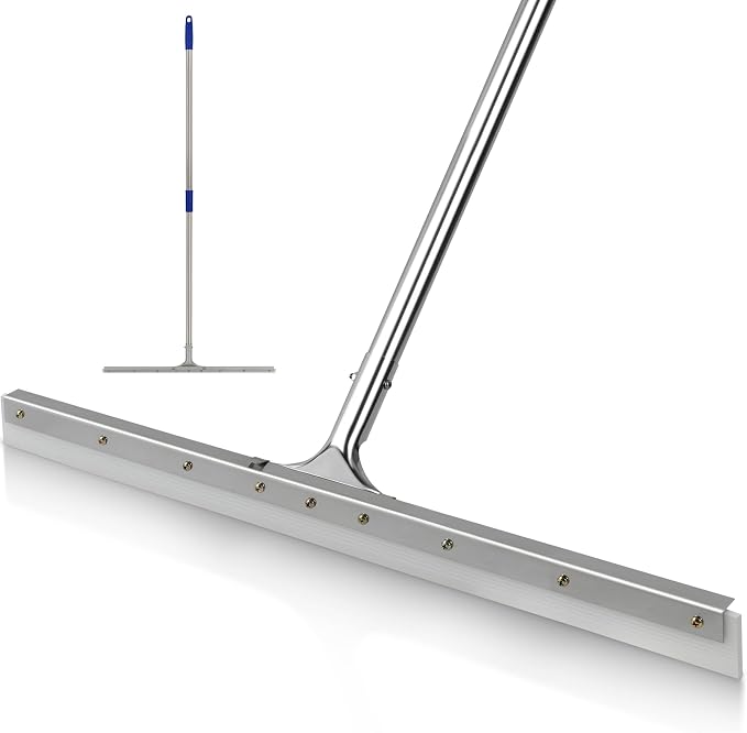 MHM AquaSlide PushPro – 28-Inch Heavy Duty Squeegee for Concrete Floors & Wet Surfaces | Industrial Rubber Blade Water Removal Tool for Garages, Warehouses, Driveways & Commerical Use
