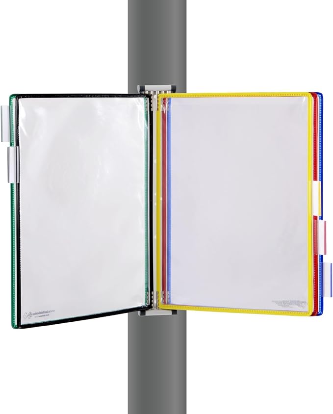 Tarifold Magnetic Wall Mount Reference System, 5 Pockets, Assorted | 5 double-sided PVC pockets hold 10 letter-size sheets, magnetic mounting plate, snap-on index tabs, easy to install