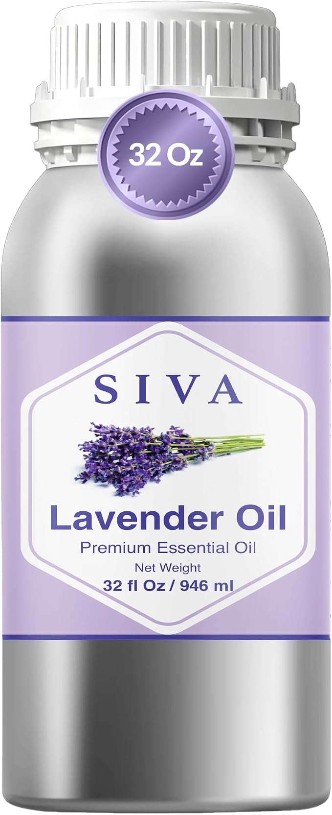 Siva Lavender Essential Oil, Huge Bottle, Large Size, 32 Fl Oz (946 ml) | Lavender Oil for Diffuser, Humidifier, Linen Spray, Skin Care, Hair Care, Body Massage, Soap, Candle, Bath Salt & DIY Blends