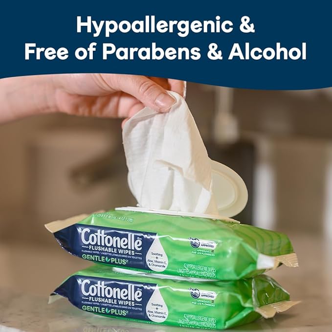Cottonelle GentlePlus Flushable Wet Wipes with Aloe & Vitamin E, 1 Refill Pack, 168 Wipes Per Pack, Packaging May Vary