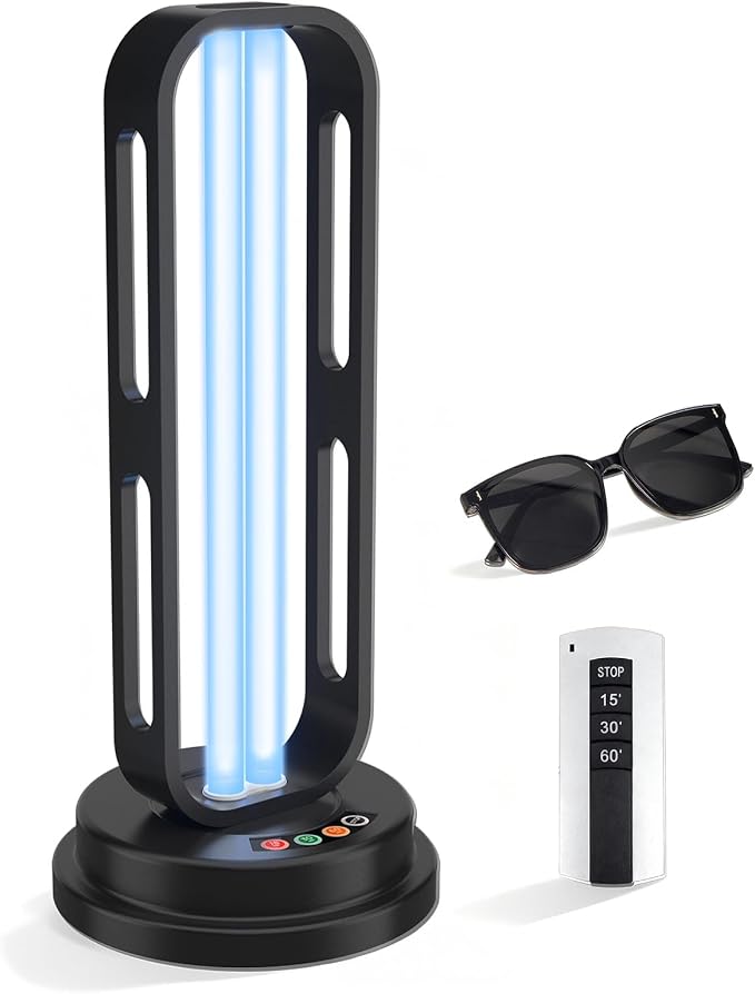 Metal UV Light Sanitizer, 55W Ultraviolet Sanitizer w/o Ozone, Ultraviolet Light with 3 Speed Timings, Home Disinfection Device, Dust Mites Remover for Room, Kitchen, Hotel, Office