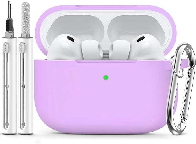 Ljusmicker for AirPods Pro 3 Case 2025 with Cleaner Kit,Light Lilac | Soft Silicone Protective Cover for Apple AirPod Pro 3rd Generation Case with Keychain for Women Men,Shockproof