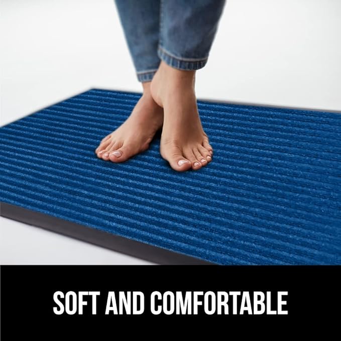 GORILLA GRIP Traffic Guard Door Mat, 72x48, Heavy Duty Welcome Mats, Commercial Office Space Doormat, Waterproof, Fade Resistant, Strong Rubber Backing, Low Profile, Shoe and Boot Scraper, Blue