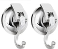 Suction Cup Hooks for Shower, Bathroom, Kitchen, Glass Door, Mirror, Tile – Loofah, Towel, Coat, Bath Robe Hook Holder for Hanging – Waterproof Wreath Hook (Silver 2Pack)