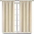 BGment Beige Blackout Curtains for Short Window - Rod Pocket 54 Inch Width Thermal Insulated Room Darkening Curtain for Bedroom Kitchen Cafe, 52 x 45 Inch, 2 Panels, Beige