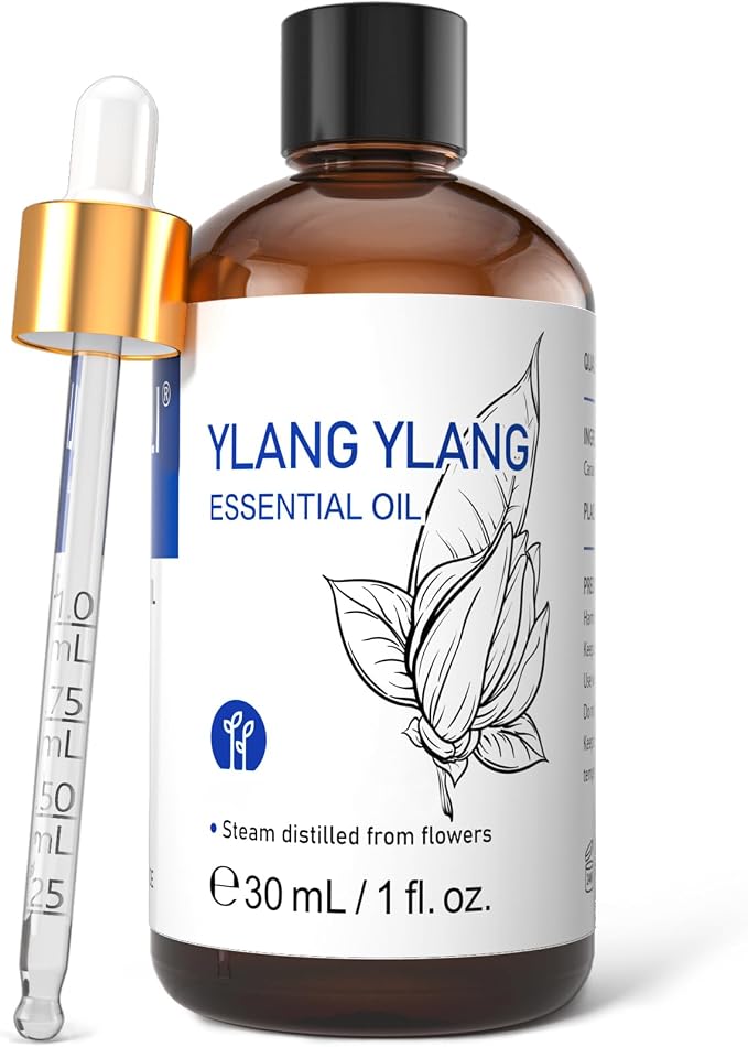 HIQILI Ylang-Ylang Essential Oil for Diffuser, Aromatherapy, DIY Perfumes | Long-Lasting Exotic Floral Scent for Home, Living Spaces & Massage - 30mL / 1.01 fl oz