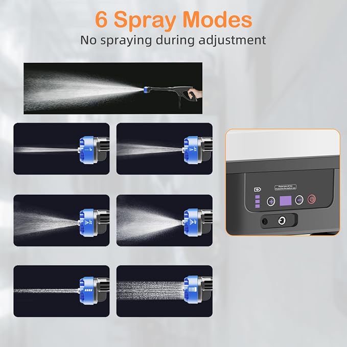 Portable Pressure Washer Rechargeable with 13L Water Tank, Foldable Power Washer Cordless, 7 Adjustable Pressure Levels, Water Sprayer with 23FT Hose for Camping, Bike, Pet, Garden, Car Wash